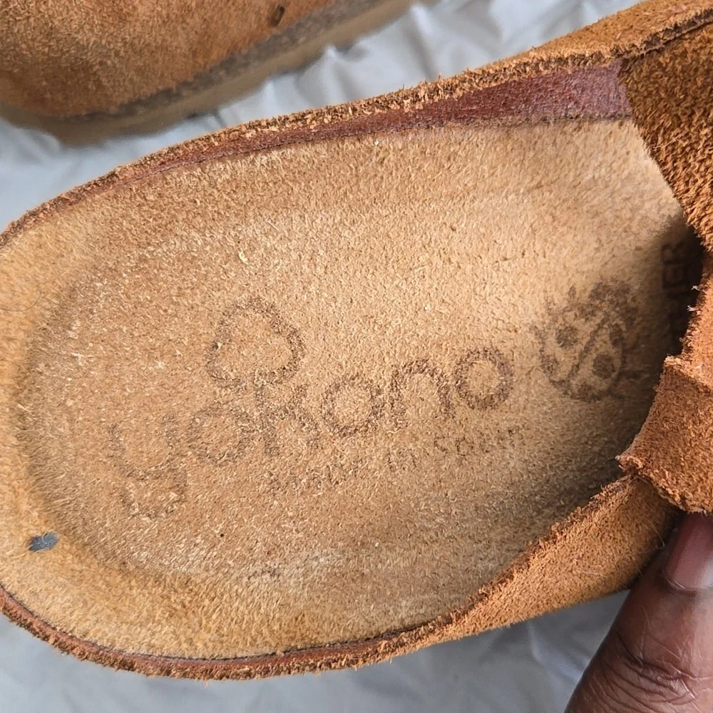 Yokono Women's Tan Suede Leather Wedge Slingback Sandals Summer Shoes Size 9